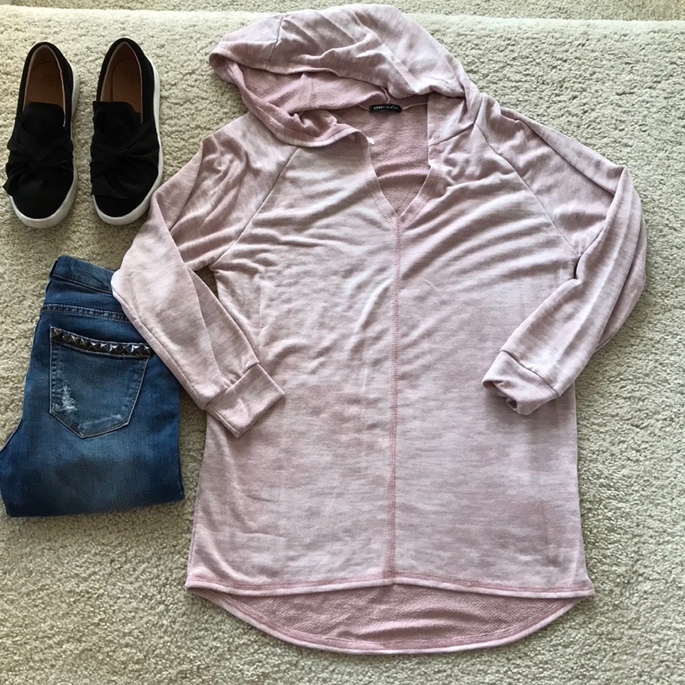 🌻1 MED LEFT🌻Blush Color Hooded Tunic Top - Picture 4 of 8